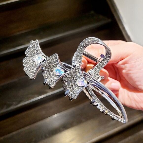 Brand New Dark Grey Rhinestone Top Fashion Hair Clip - Picture 2 of 9